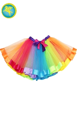 GONNA DI TULLE MULTICOLORE CON RASO BAMBINA 35CM